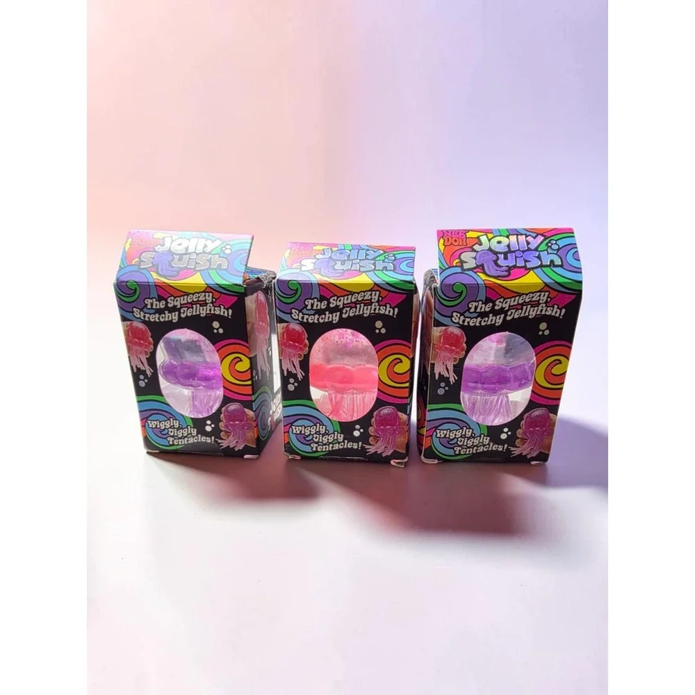 Schylling NeeDoh Jelly Squish Set of 3 Pink Purple Jellyfish Sensory Fidget Toy